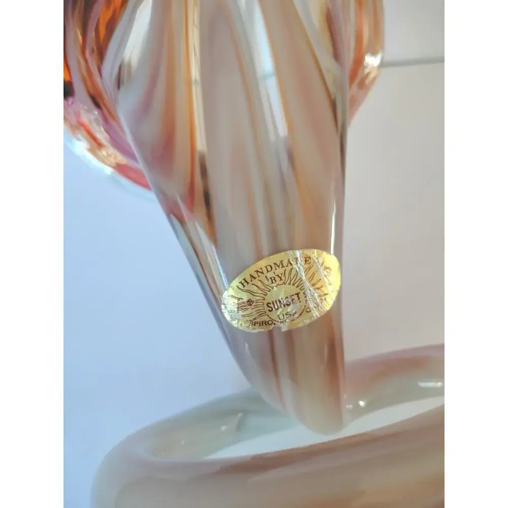Spiro Jack in the Pulpit Trumpet Vase Calla Lily Vintage MCM Orange Coil Swirl